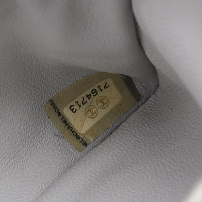 シャネル Choco Bar 2.55 ターンロックウッドハンドバッグ サテン シルバー シルバー金具 中古