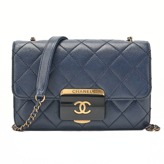 CHANEL Matlasse Beauty Rock Chain Shoulder Lambskin Navy Gold-Tone Hardware, Pre-Owned