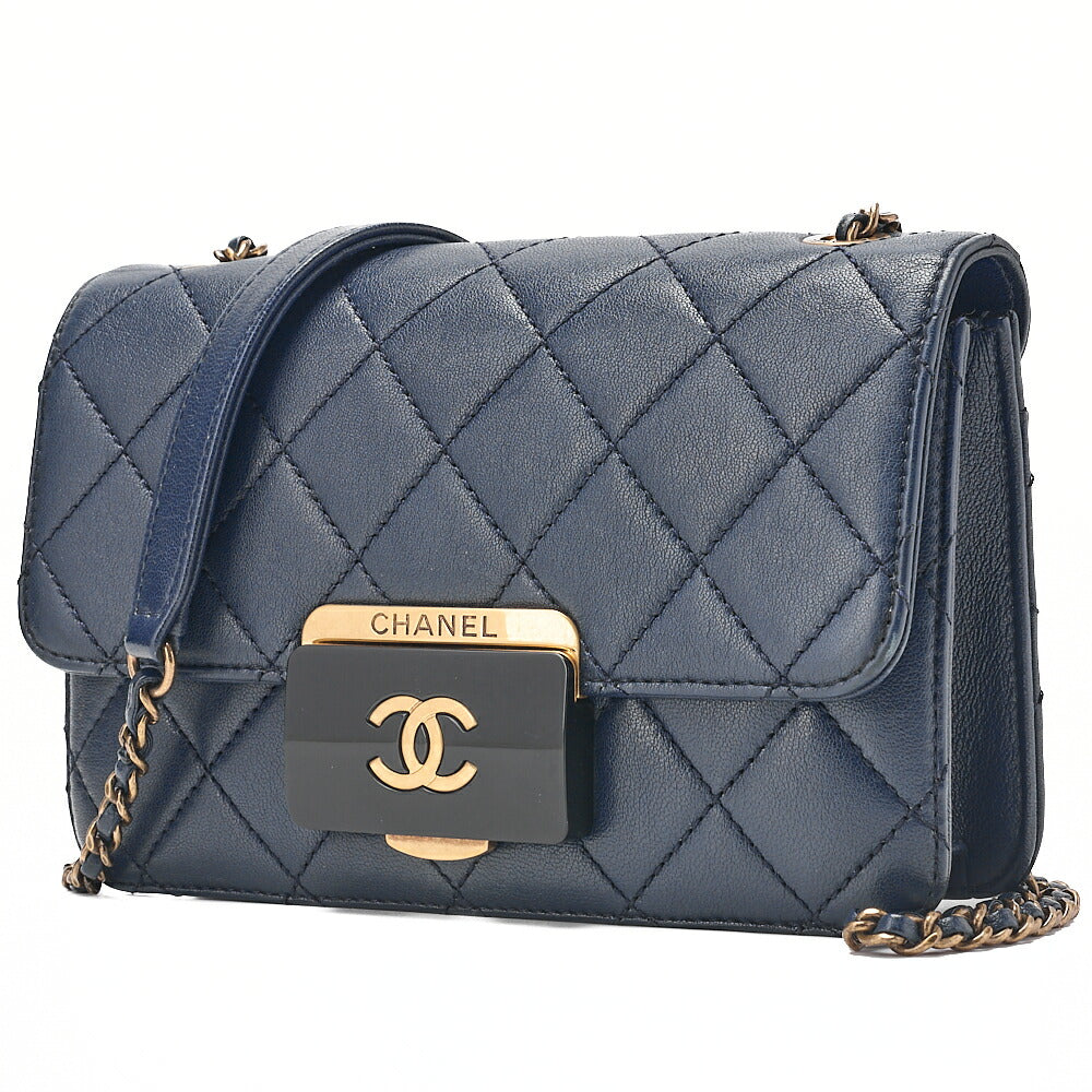 CHANEL Matlasse Beauty Rock Chain Shoulder Lambskin Navy Gold-Tone Hardware, Pre-Owned