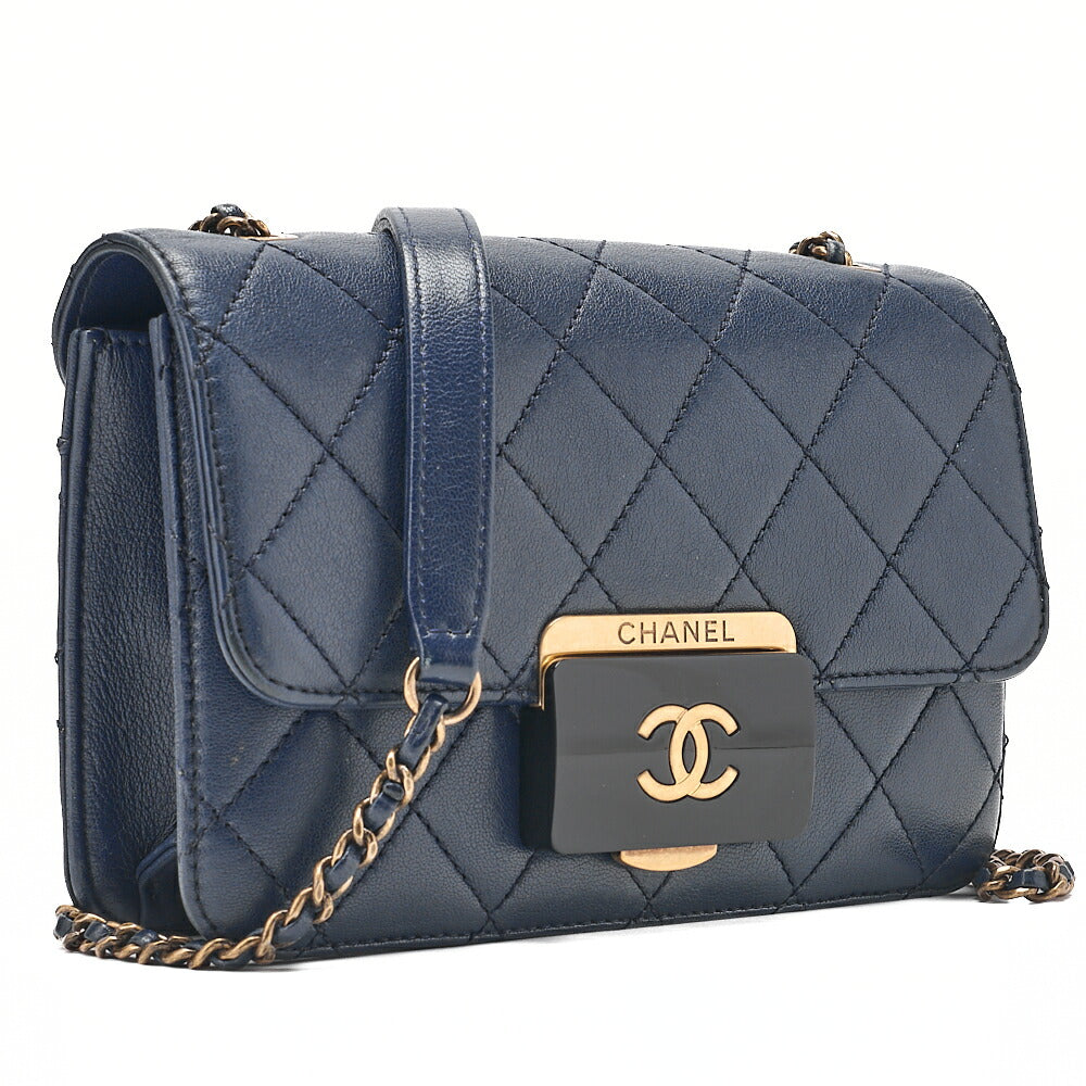 CHANEL Matlasse Beauty Rock Chain Shoulder Lambskin Navy Gold-Tone Hardware, Pre-Owned