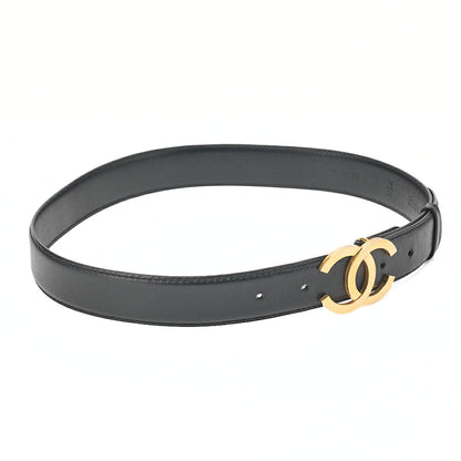 CHANEL Coco Mark Belt 70 Lambskin Black Goal -Tone Hardware, Pre-Owned