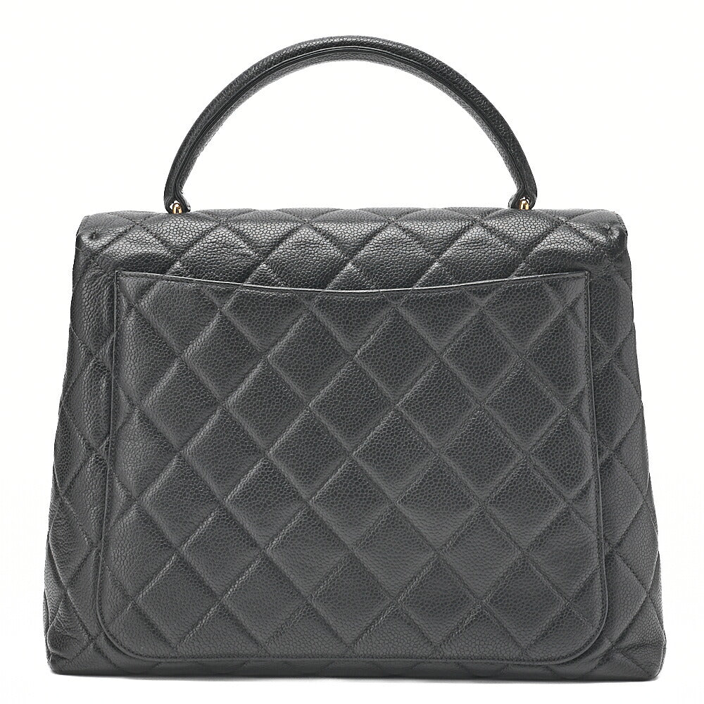 CHANEL ハンドバッグ マトラッセ ターンロック ケリー型 キャビアスキン 黒 ゴールド金具 中古