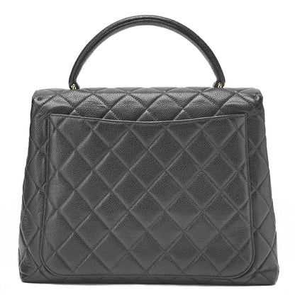CHANEL ハンドバッグ マトラッセ ターンロック ケリー型 キャビアスキン 黒 ゴールド金具 中古