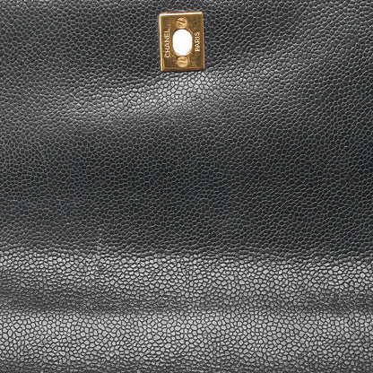 CHANEL ハンドバッグ マトラッセ ターンロック ケリー型 キャビアスキン 黒 ゴールド金具 中古