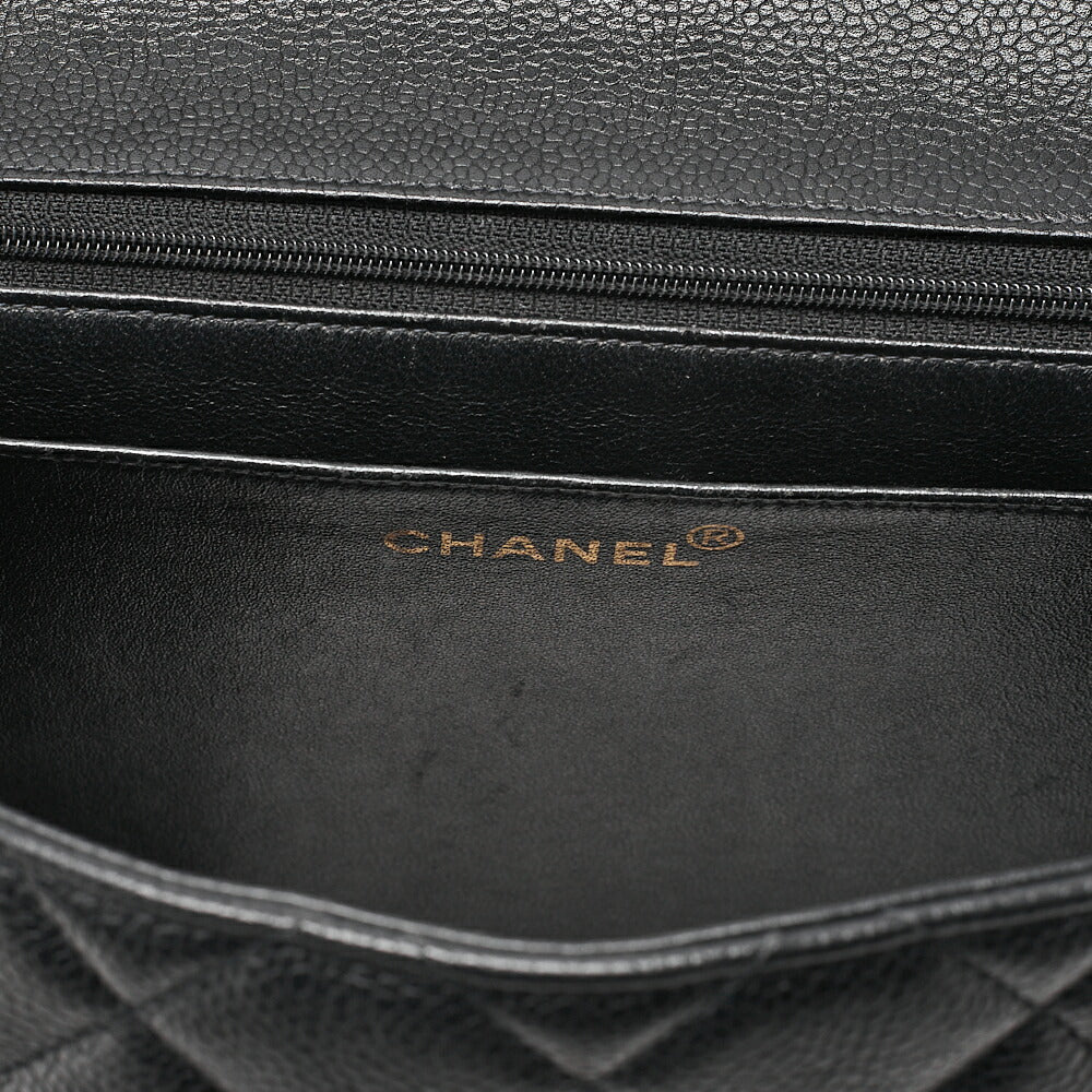 CHANEL ハンドバッグ マトラッセ ターンロック ケリー型 キャビアスキン 黒 ゴールド金具 中古