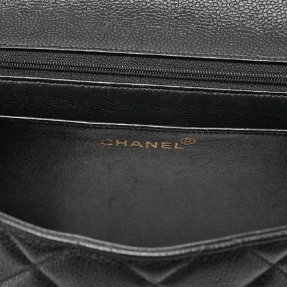 CHANEL ハンドバッグ マトラッセ ターンロック ケリー型 キャビアスキン 黒 ゴールド金具 中古