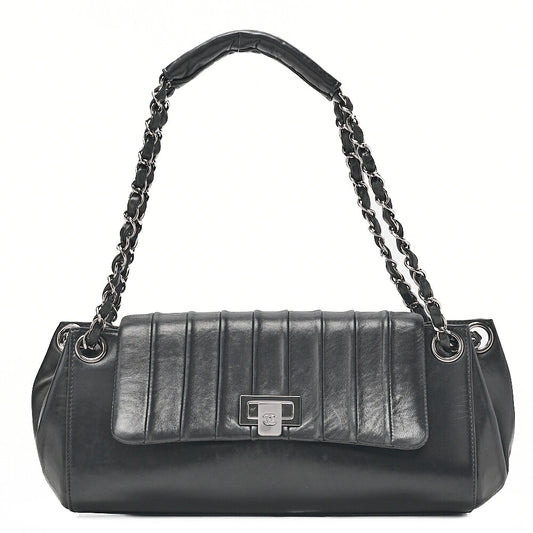 CHANEL Mademoiselle Coco Mark Turnlock Chain Shoulder Lambskin Black Silver-Tone Hardware, Pre-Owned