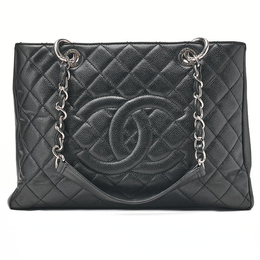 CHANEL Shoulder Bag Tote Bag Matlasse GST Chain Tote Caviskin Black Silver-Tone Hardware, Pre-Owned