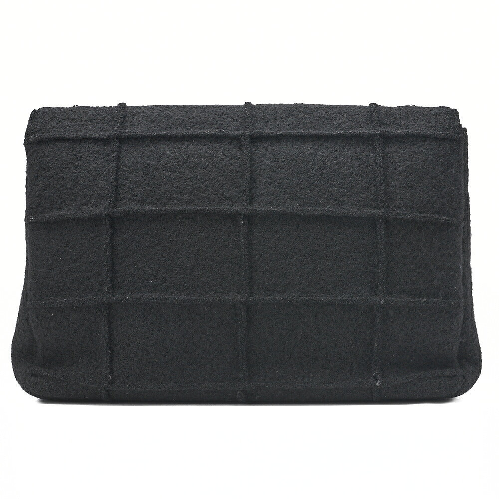 CHANEL シャネル チョコレートバー 2.55ロック 2.55チェーンショルダー シングル フラップ ウール フェルト ブラック ラージサイズ シルバー金具 中古品