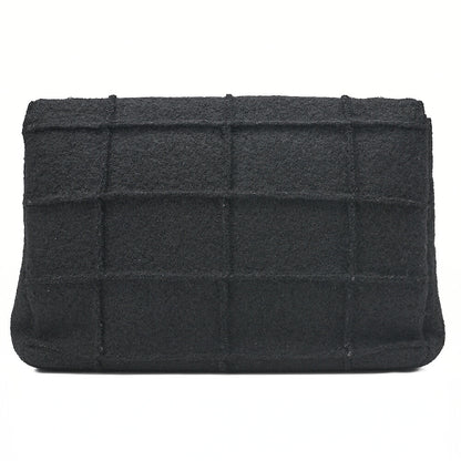 CHANEL シャネル チョコレートバー 2.55ロック 2.55チェーンショルダー シングル フラップ ウール フェルト ブラック ラージサイズ シルバー金具 中古品