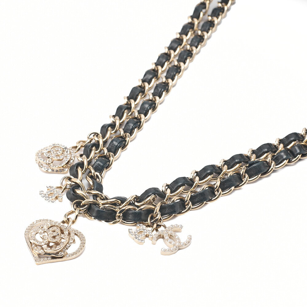 CHANEL ラムスキン マトラッセ 25cm シングル フラップ アイコン チェーンショルダー 黒 ゴールド金具 中古