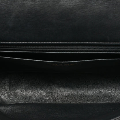 CHANEL ラムスキン マトラッセ 25cm シングル フラップ アイコン チェーンショルダー 黒 ゴールド金具 中古