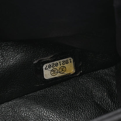 CHANEL ラムスキン マトラッセ 25cm シングル フラップ アイコン チェーンショルダー 黒 ゴールド金具 中古