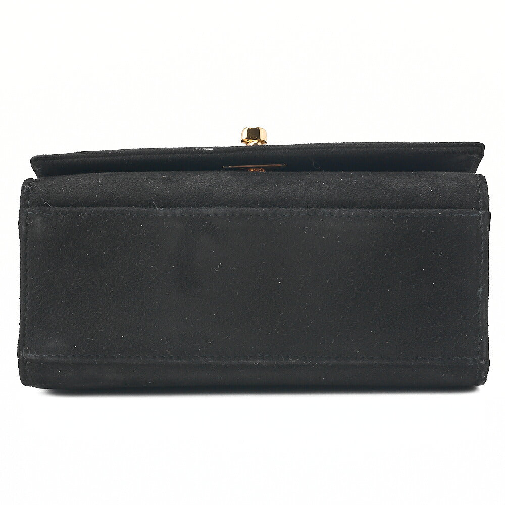 CHANEL Handbag Suede Turnlock Mini Handbag Black Gold-Tone Hardware, Pre-Owned