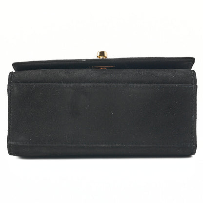 CHANEL Handbag Suede Turnlock Mini Handbag Black Gold-Tone Hardware, Pre-Owned