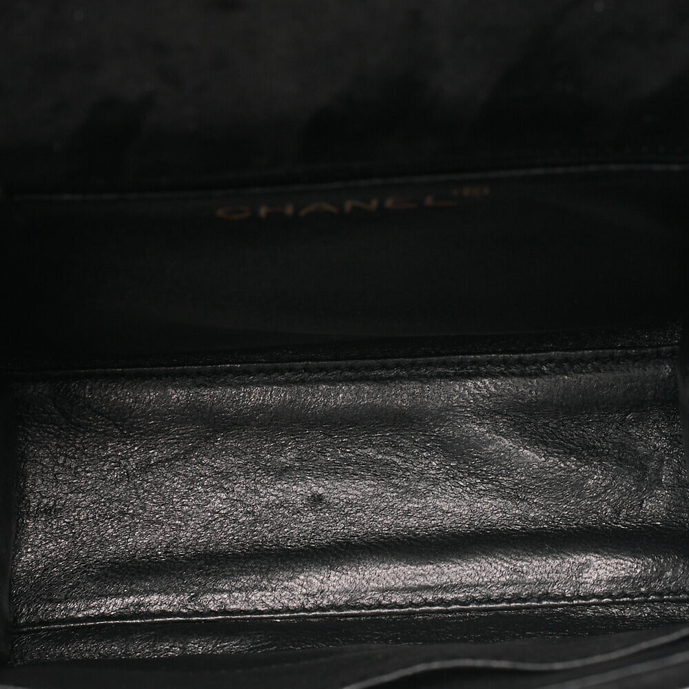 CHANEL Handbag Suede Turnlock Mini Handbag Black Gold-Tone Hardware, Pre-Owned