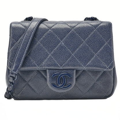 CHANEL Mini Matrasse 18 Chain Shoulder Caviar Skin Navy Navy-Tone Hardware, Pre-Owned