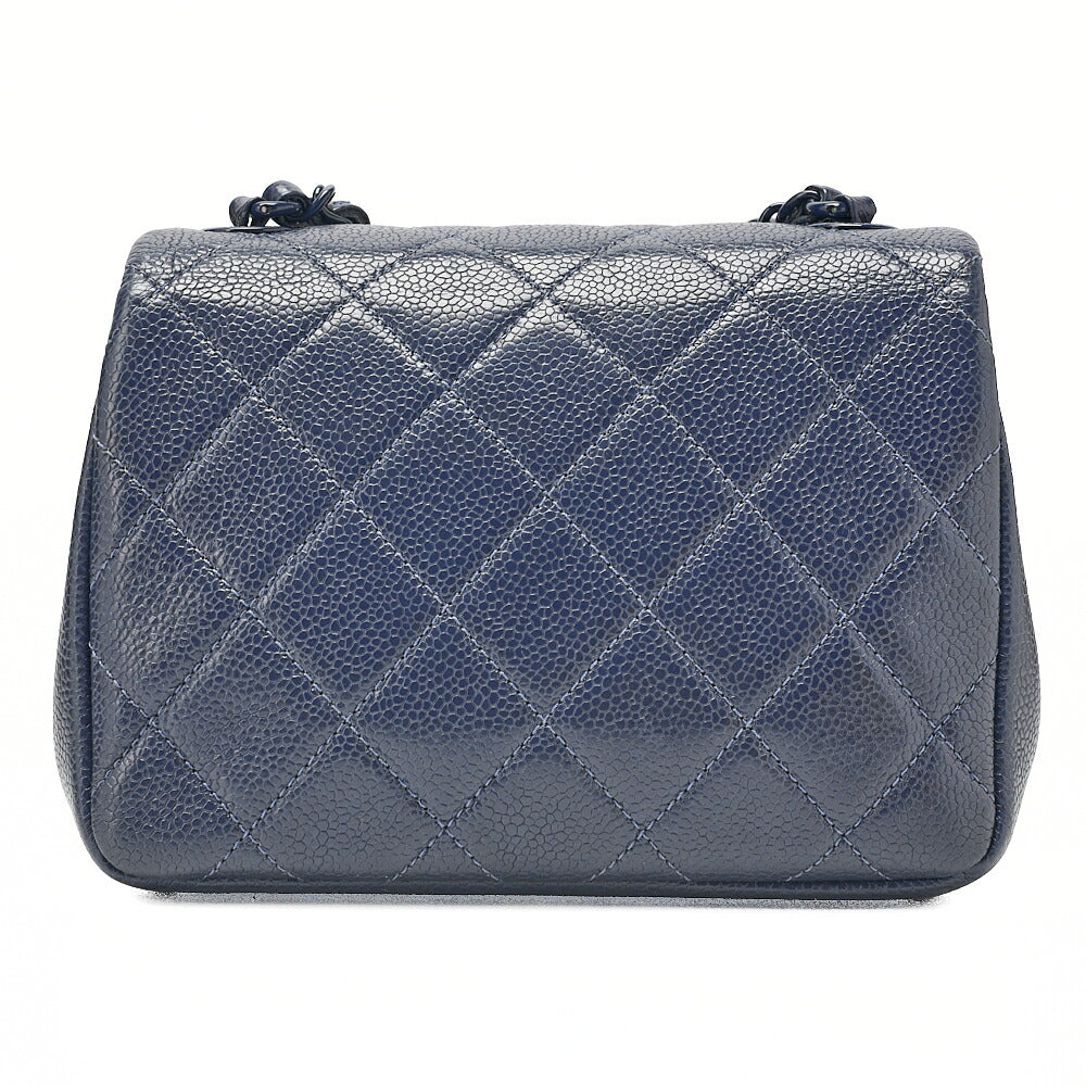 CHANEL Mini Matrasse 18 Chain Shoulder Caviar Skin Navy Navy-Tone Hardware, Pre-Owned