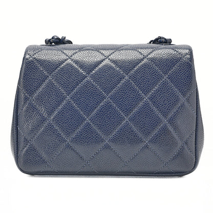 CHANEL Mini Matrasse 18 Chain Shoulder Caviar Skin Navy Navy-Tone Hardware, Pre-Owned