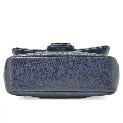 CHANEL Mini Matrasse 18 Chain Shoulder Caviar Skin Navy Navy-Tone Hardware, Pre-Owned