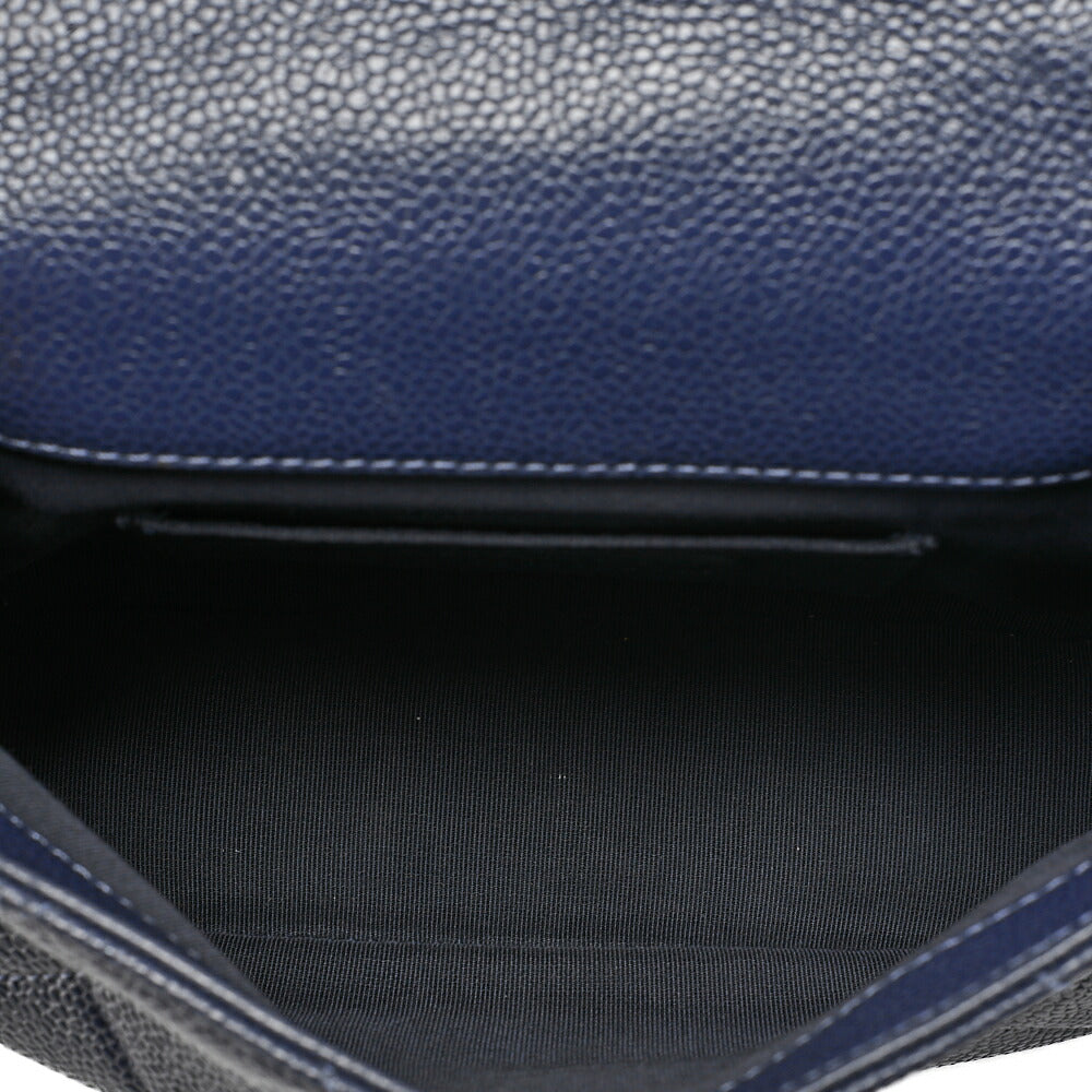 CHANEL Mini Matrasse 18 Chain Shoulder Caviar Skin Navy Navy-Tone Hardware, Pre-Owned