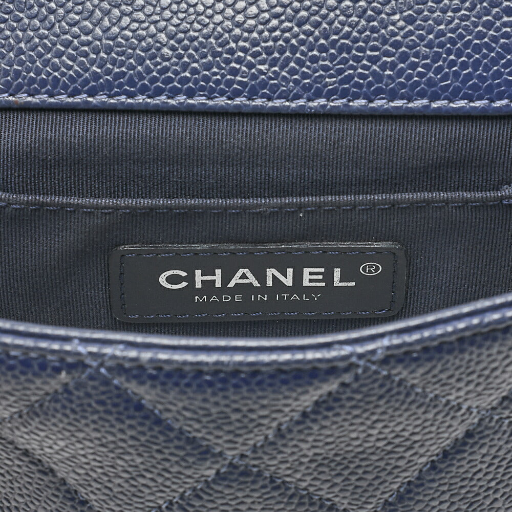 CHANEL Mini Matrasse 18 Chain Shoulder Caviar Skin Navy Navy-Tone Hardware, Pre-Owned
