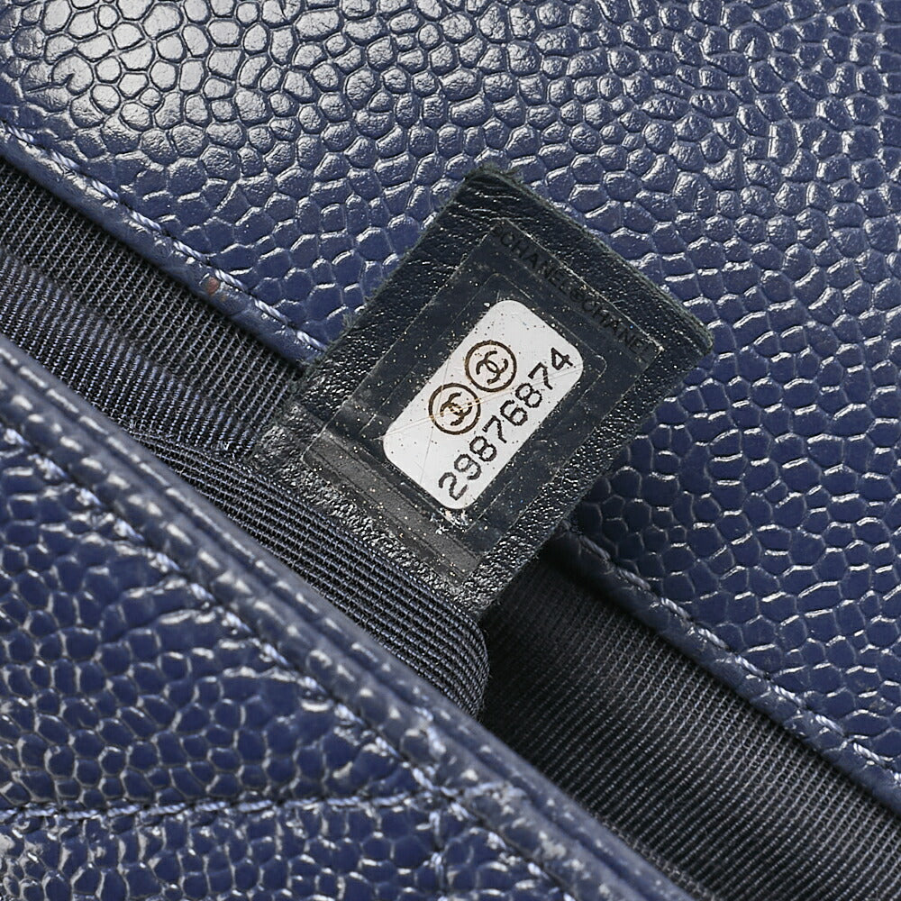 CHANEL Mini Matrasse 18 Chain Shoulder Caviar Skin Navy Navy-Tone Hardware, Pre-Owned