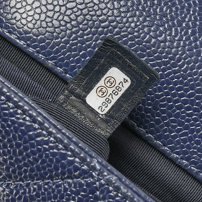 CHANEL Mini Matrasse 18 Chain Shoulder Caviar Skin Navy Navy-Tone Hardware, Pre-Owned