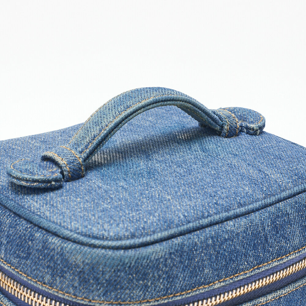 CHANEL Cocomark Vanity Handbag Denim Blue Gold-Tone Hardware, Pre-Owned