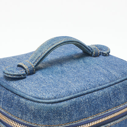 CHANEL Cocomark Vanity Handbag Denim Blue Gold-Tone Hardware, Pre-Owned