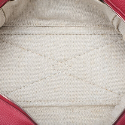 HERMES Victoria 35 Trion Clemence Tote Bag Rouge Garance Silver -Tone Hardware, Pre-Owned