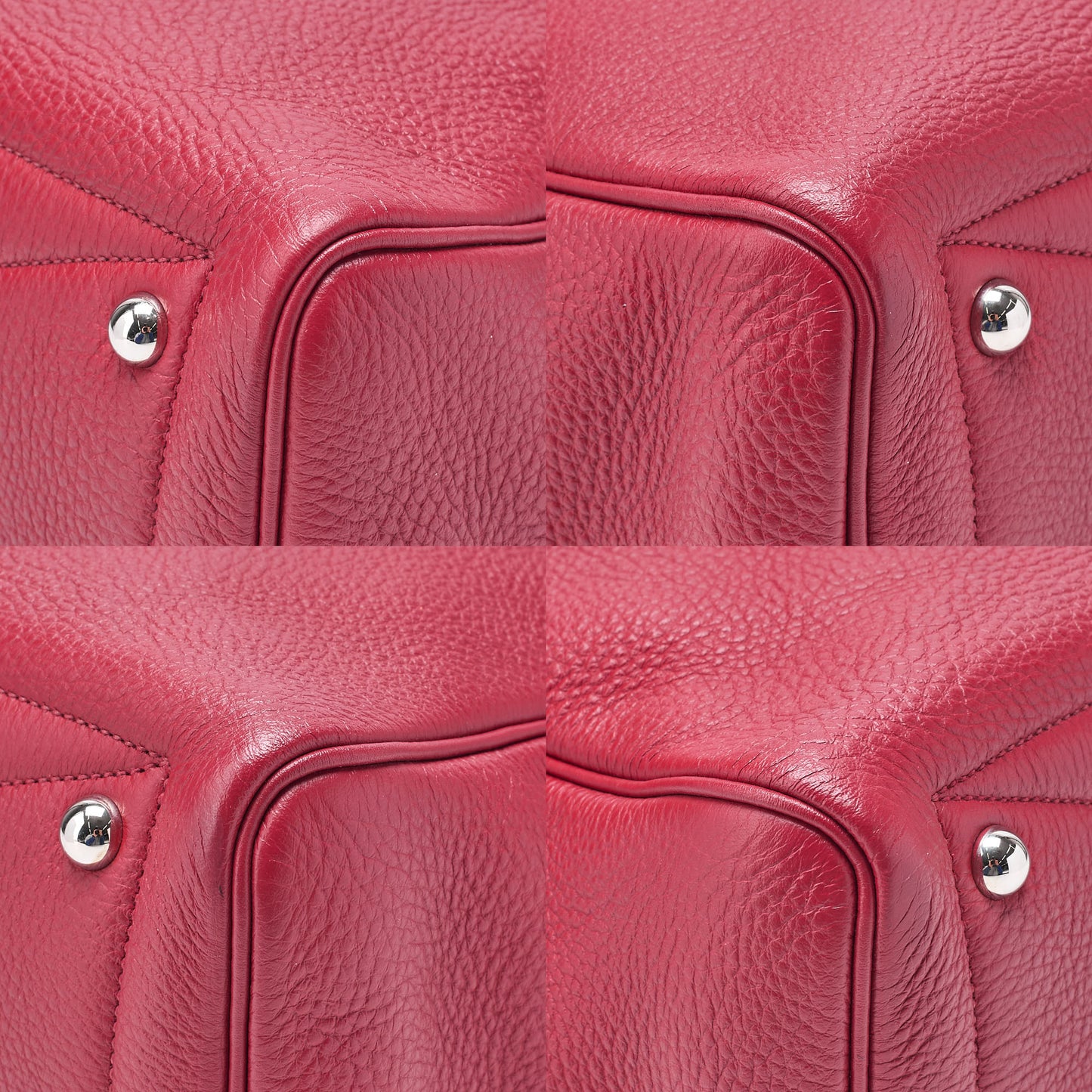 HERMES Victoria 35 Trion Clemence Tote Bag Rouge Garance Silver -Tone Hardware, Pre-Owned
