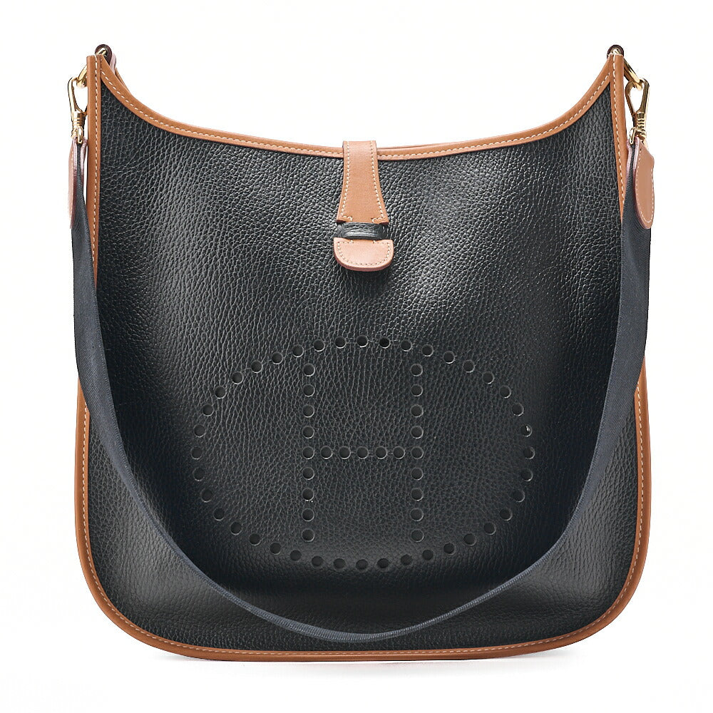 HERMES Evelyn 1GM Ardennes X Leather Shoulder Black X Gold Gold-Tone Hardware, Pre-Owned