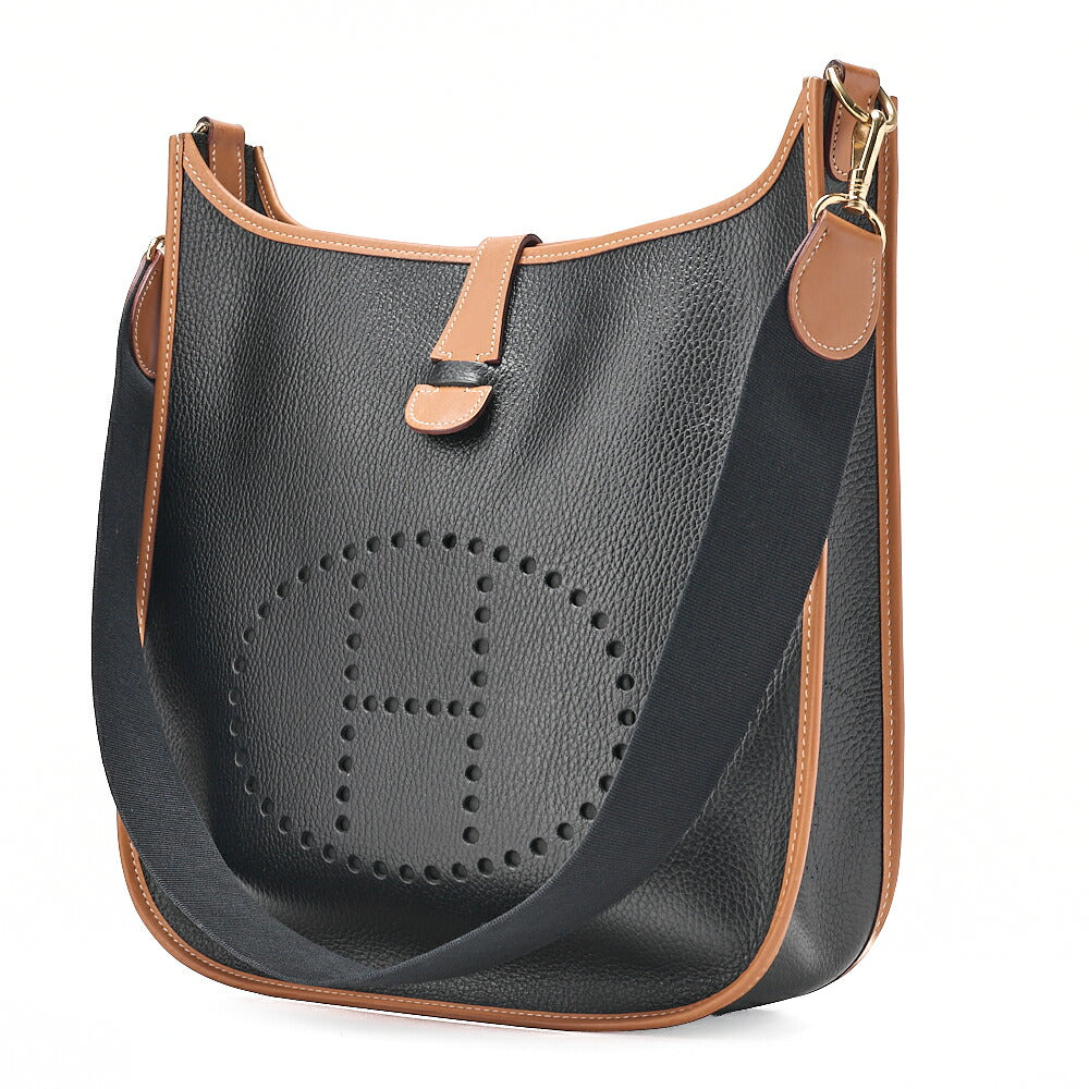 HERMES Evelyn 1GM Ardennes X Leather Shoulder Black X Gold Gold-Tone Hardware, Pre-Owned