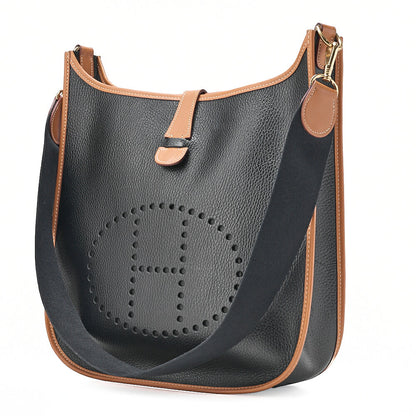 HERMES Evelyn 1GM Ardennes X Leather Shoulder Black X Gold Gold-Tone Hardware, Pre-Owned