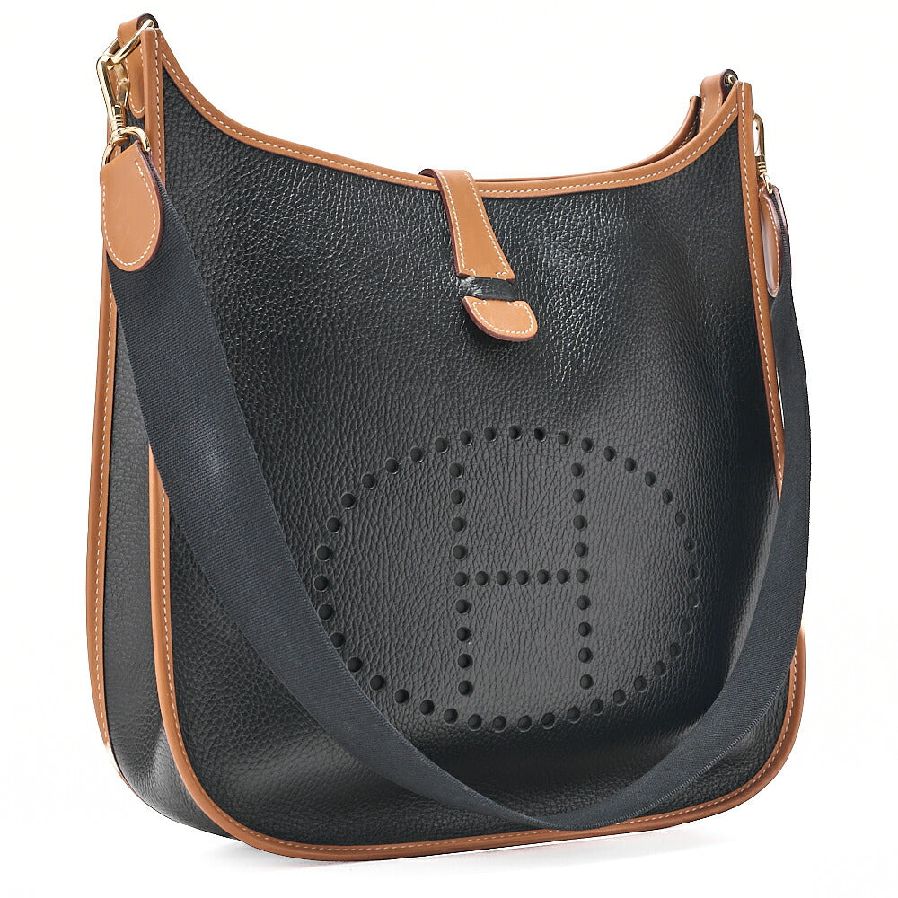 HERMES Evelyn 1GM Ardennes X Leather Shoulder Black X Gold Gold-Tone Hardware, Pre-Owned