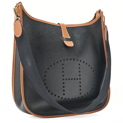 HERMES Evelyn 1GM Ardennes X Leather Shoulder Black X Gold Gold-Tone Hardware, Pre-Owned
