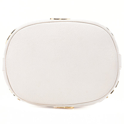 CHANEL Chain Shoulder Bag Triple Coco Caviar Skin Ball Charm Drawstring White Gold -Tone Hardware, Pre-Owned