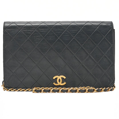 CHANEL Matelasse Push Lock Chain Shoulder Lambskin Black Gold-Tone Hardware, Pre-Owned