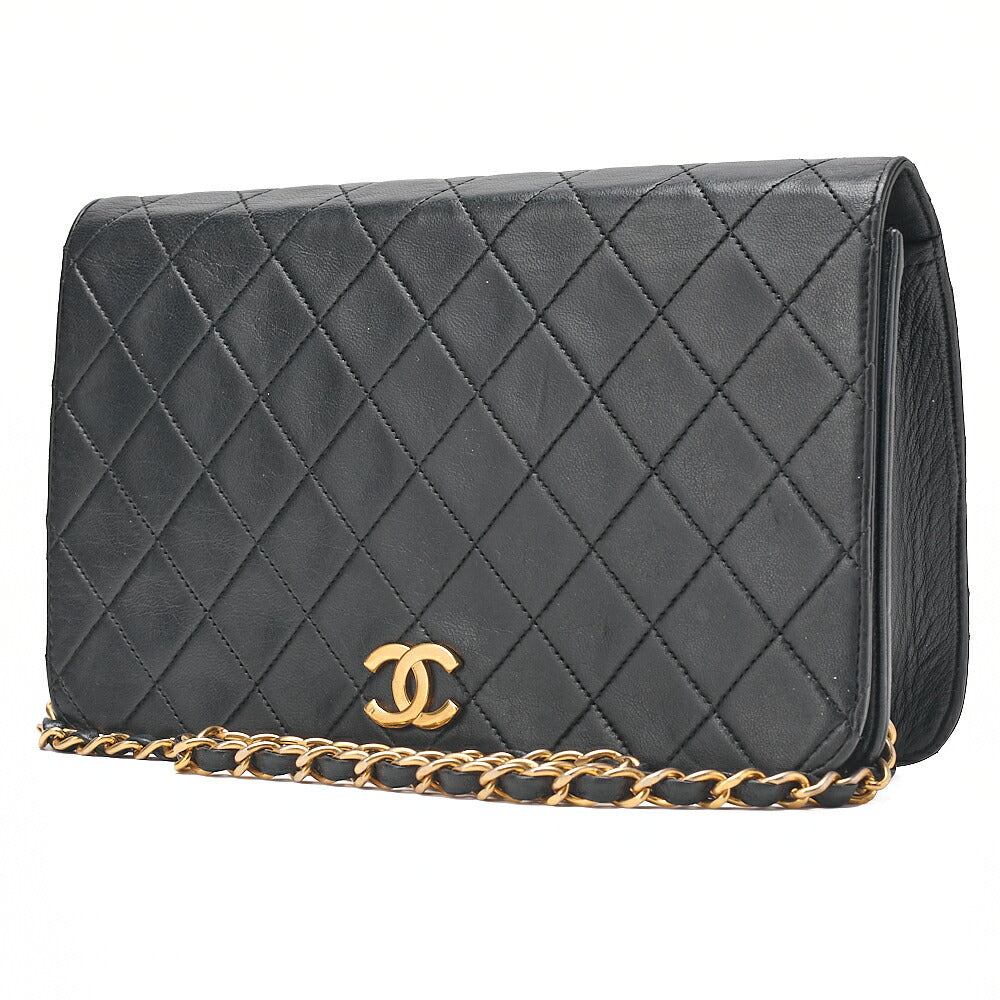 CHANEL Matelasse Push Lock Chain Shoulder Lambskin Black Gold-Tone Hardware, Pre-Owned