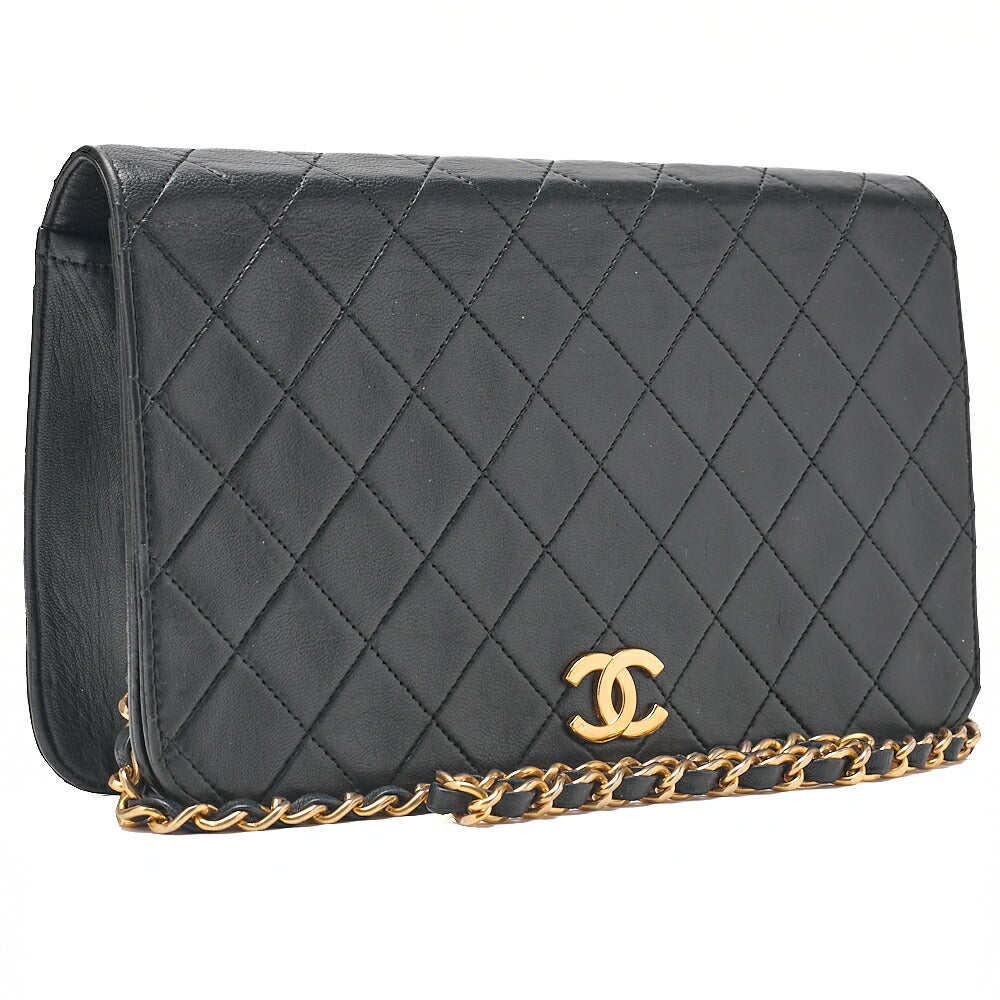 CHANEL Matelasse Push Lock Chain Shoulder Lambskin Black Gold-Tone Hardware, Pre-Owned