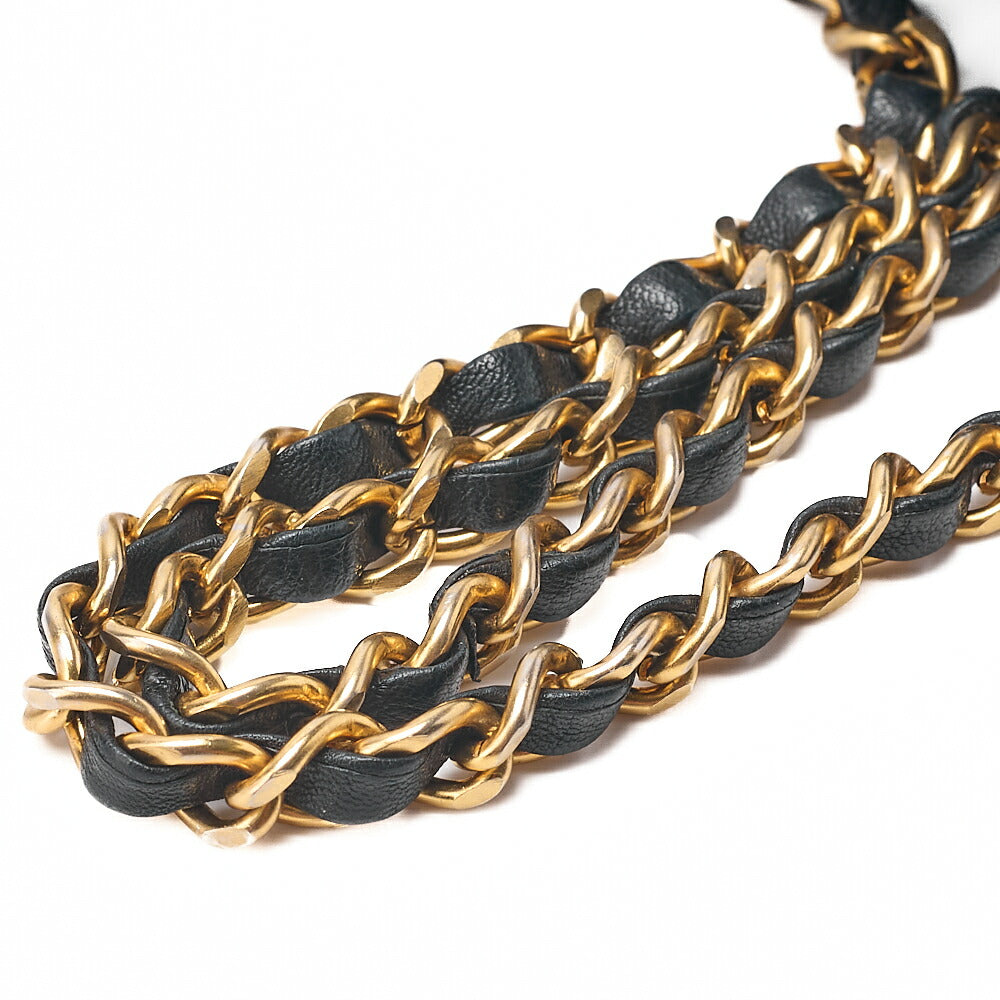CHANEL Matelasse Push Lock Chain Shoulder Lambskin Black Gold-Tone Hardware, Pre-Owned