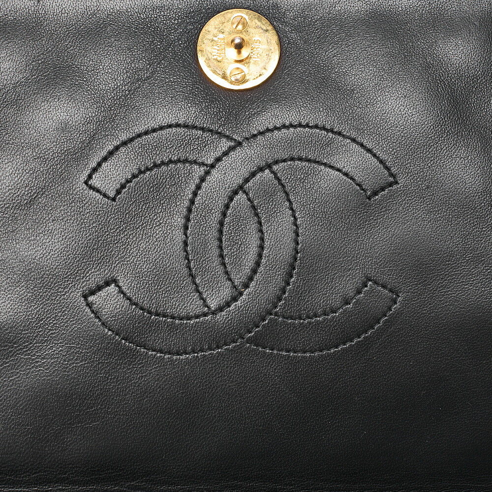 CHANEL Matelasse Push Lock Chain Shoulder Lambskin Black Gold-Tone Hardware, Pre-Owned
