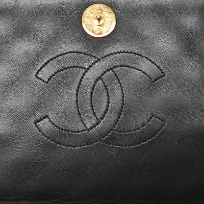 CHANEL Matelasse Push Lock Chain Shoulder Lambskin Black Gold-Tone Hardware, Pre-Owned