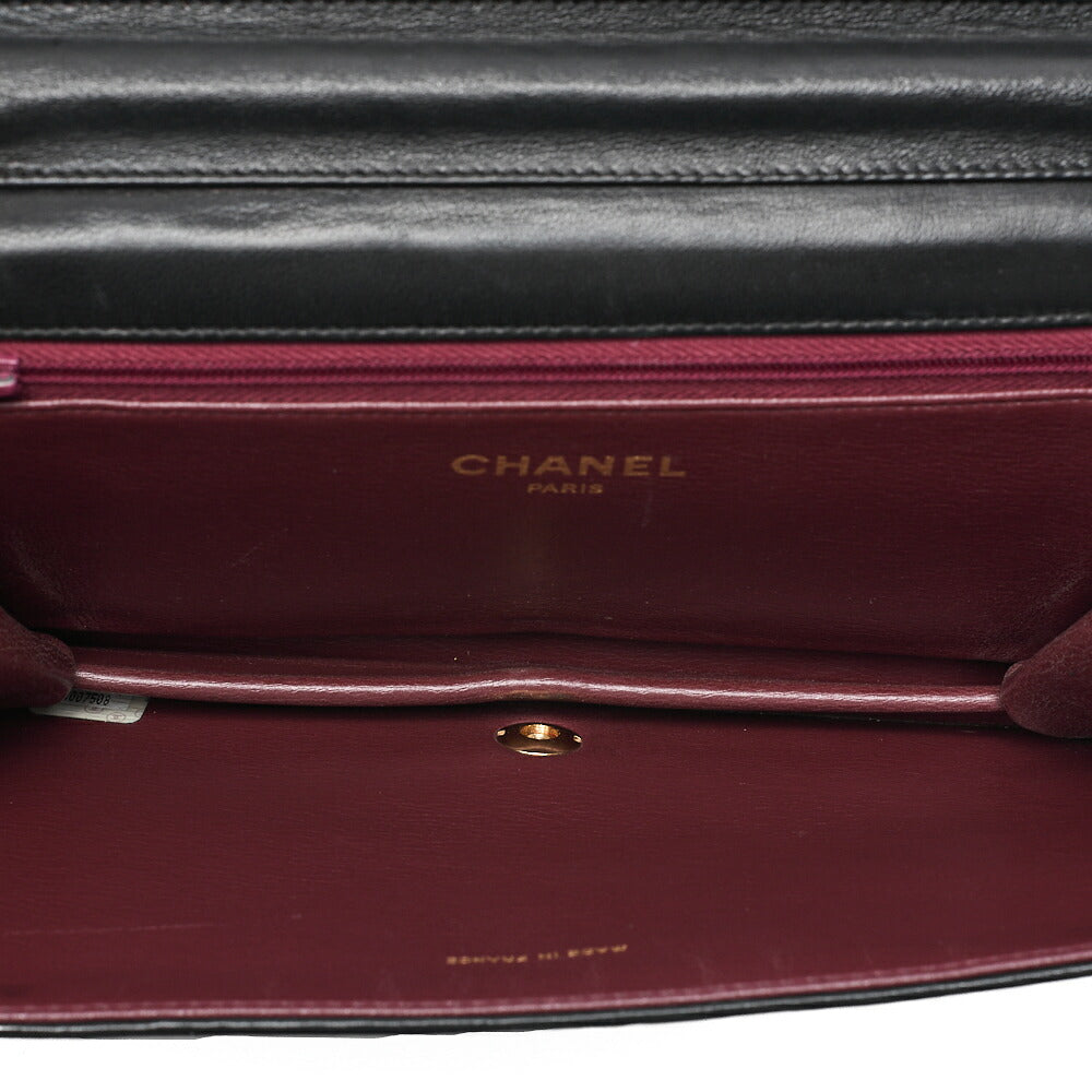 CHANEL Matelasse Push Lock Chain Shoulder Lambskin Black Gold-Tone Hardware, Pre-Owned