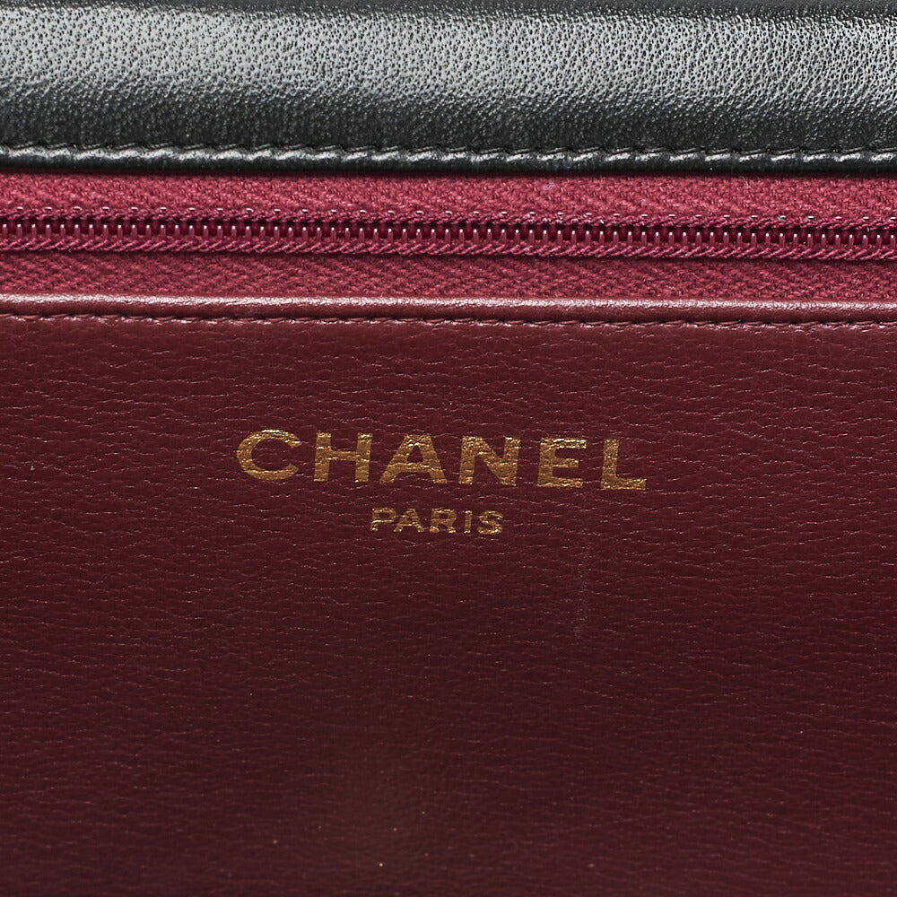 CHANEL Matelasse Push Lock Chain Shoulder Lambskin Black Gold-Tone Hardware, Pre-Owned