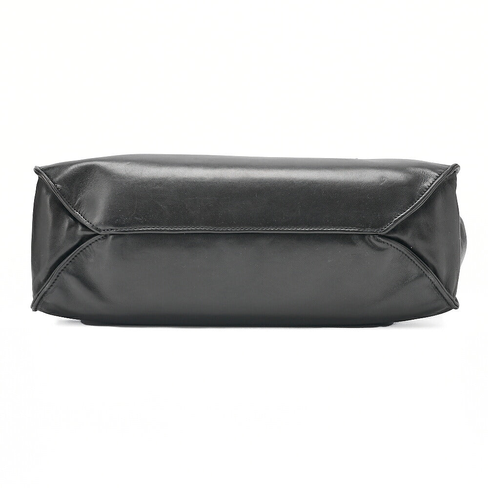 CHANEL Lambskin Big Coco Mark W Chain Shoulder Black Silver -Tone Hardware, Pre-Owned