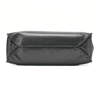 CHANEL Lambskin Big Coco Mark W Chain Shoulder Black Silver -Tone Hardware, Pre-Owned