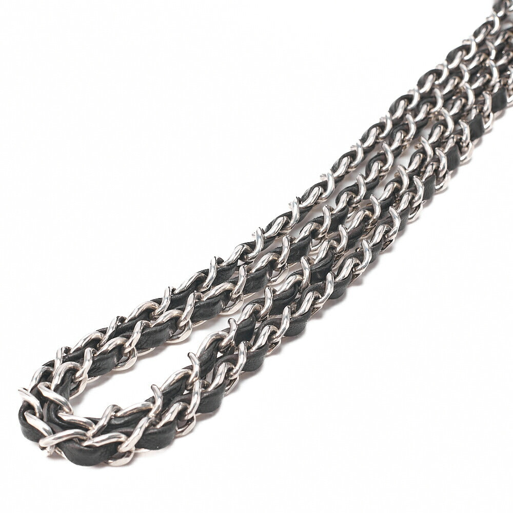 CHANEL Lambskin Big Coco Mark W Chain Shoulder Black Silver -Tone Hardware, Pre-Owned