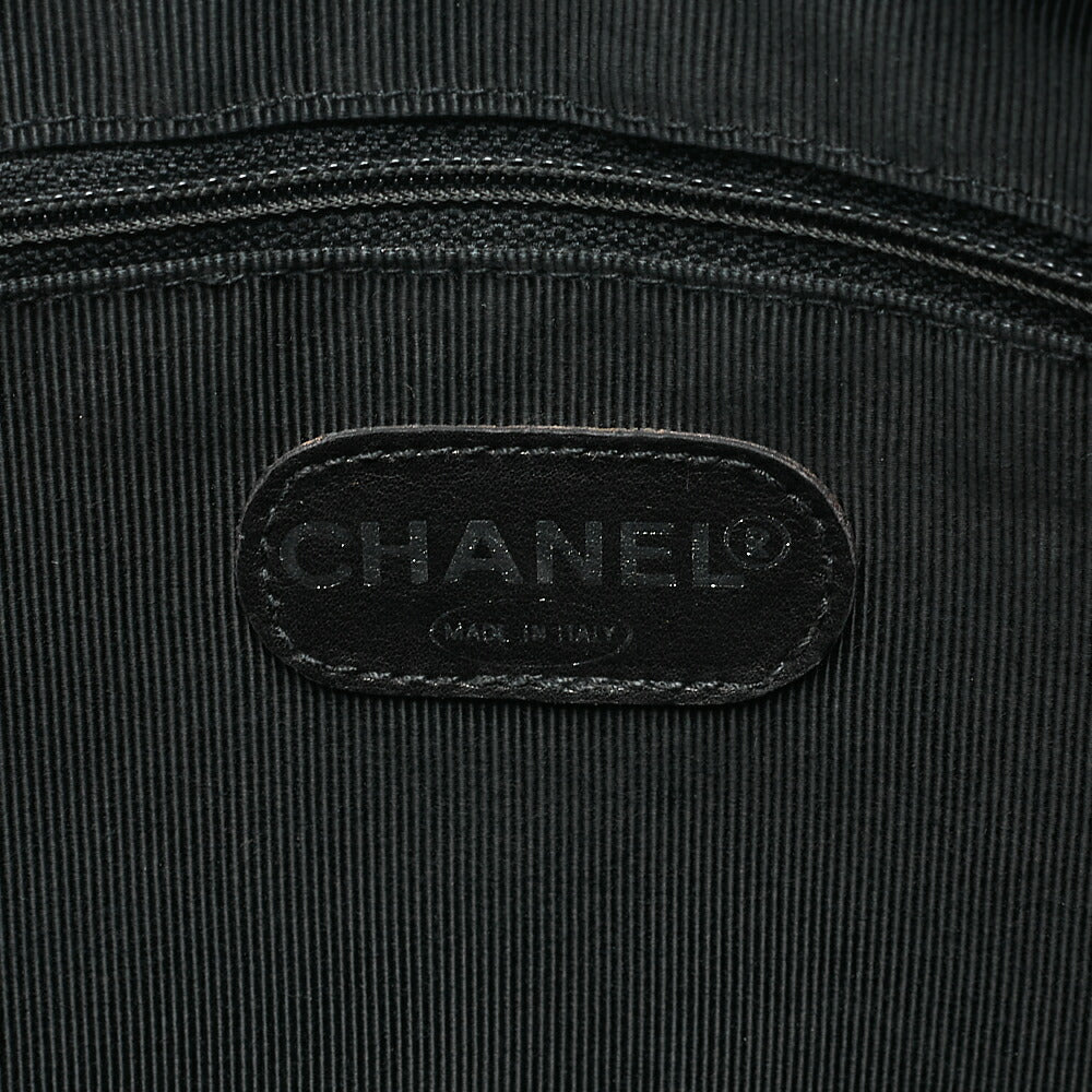 CHANEL Lambskin Big Coco Mark W Chain Shoulder Black Silver -Tone Hardware, Pre-Owned